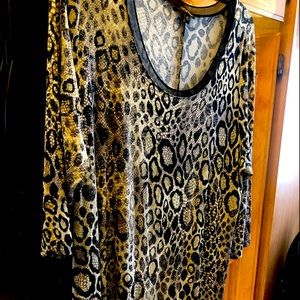 2X leopard print dress with 3/4 sleeve